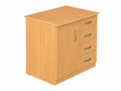 Тумба стационарная широкая с дверью и 4-мя ящиками