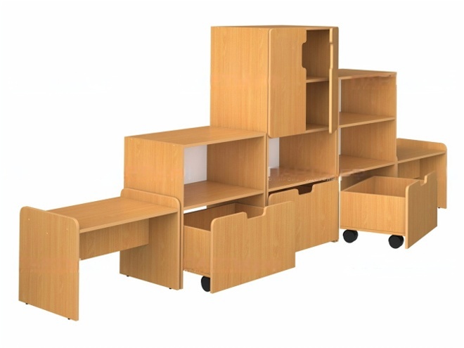 Стенка для группы детского сада для игрушек (набор 4) бук бавария