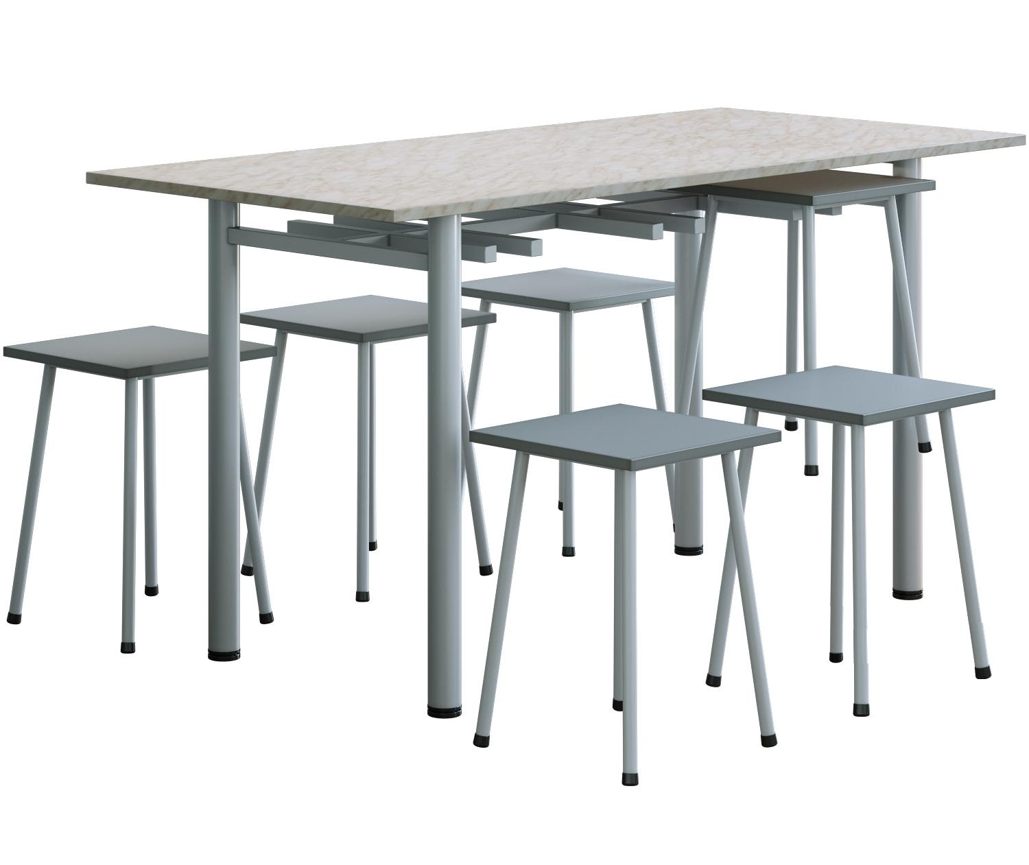 Комплект мебели для школьной столовой шестиместный свтло -серый
