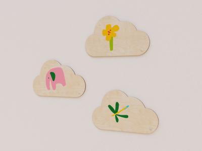 Декоративные настенные панели «Облака» (3 шт.)