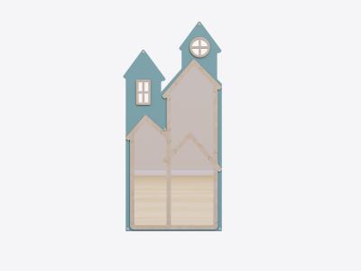 Настенная панель с безопасным зеркалом «Домик» (голубой)