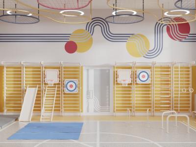 Готовый физкультурный зал для детского сада 75 м2