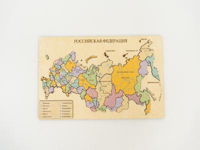Пазл из дерева - Административная карта России "Родина Моя" 522х308х10мм