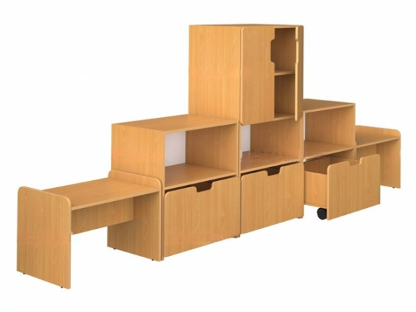 Стенка для группы детского сада для игрушек (набор 1) бук бавария