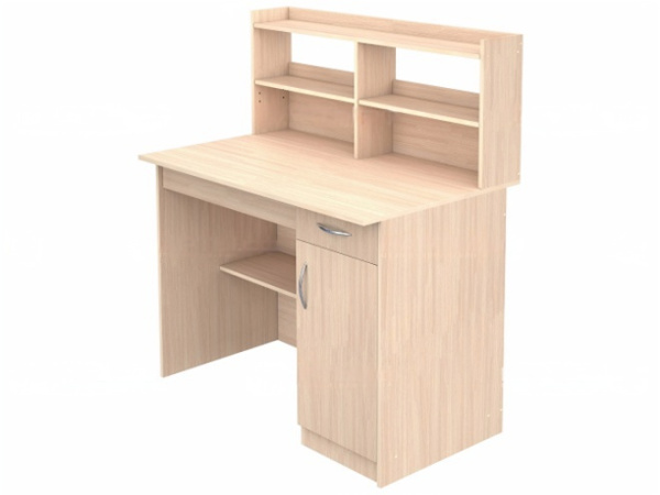 Стол препараторский лаборантский 1-тумбовый с полкой для реактивов дуб молочный