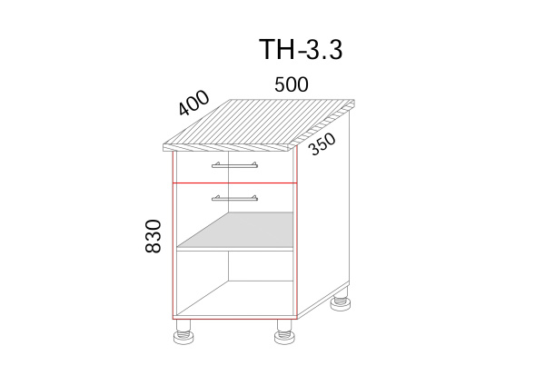  Тумба разделочная с ящиком 500x400