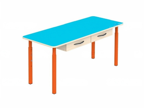 Стол детский 2-местный с ящиками  регулируемый 1-3 г/р цветной