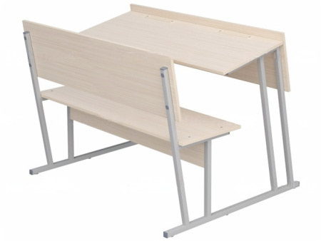 Парта-моноблок для аудиторий 2-местная со скамьей 6 г/р дуб молочный