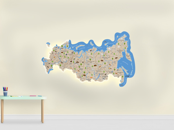 Декоративная карта России из дерева на стену «Родина моя» маленькая