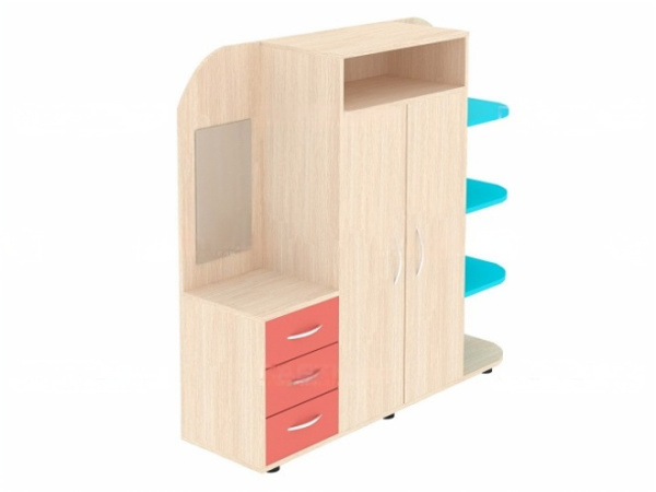 Игровой модуль "Гардероб" для детского сада дуб молочный цветной