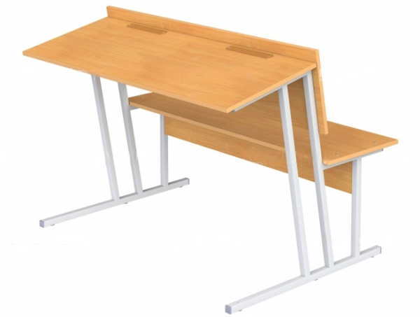 Парта-пюпитр для аудиторий 2-местная со скамьей 6 г/р бук бавария