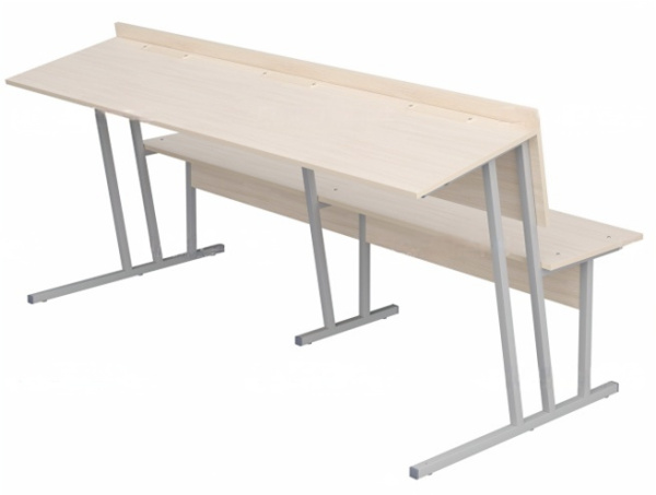 Парта-пюпитр для аудиторий 3-местная со скамьей 6 г/р дуб молочный