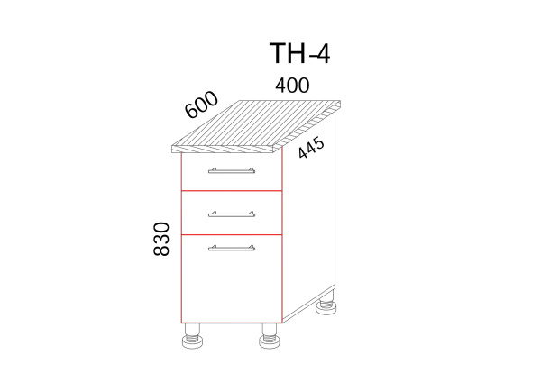 Тумба разделочная с ящиками 400*600 
