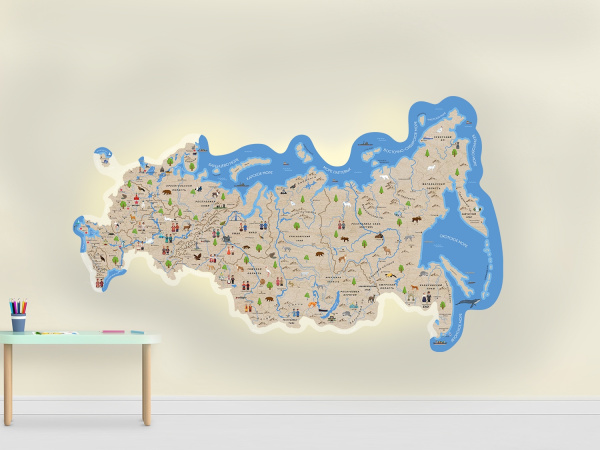 Декоративная карта России из дерева на стену «Родина моя»  большая