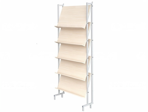 Стеллаж библиотечный демонстрационный с наклонными полками дуб молочный