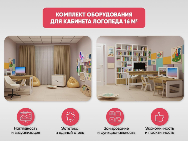 Комплект оборудования для кабинета Логопеда 16 м2
