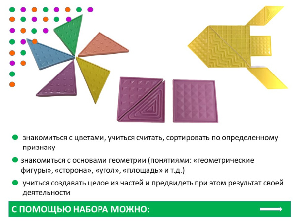 Танграм тактильный (35 дет. Эко-пластик). Набор с карточками