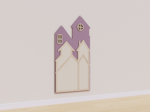 Настенная панель с магнитно-маркерной доской «Домик» (фиолетовый)
