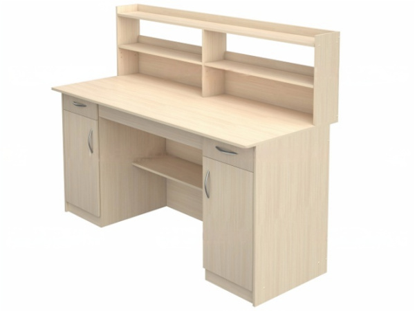 Стол препараторский лаборантский 2-тумбовый с полкой для реактивов дуб молочный