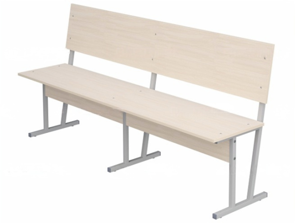 Скамья аудиторная трехместная 6 г/р  квадратная труба дуб молочный