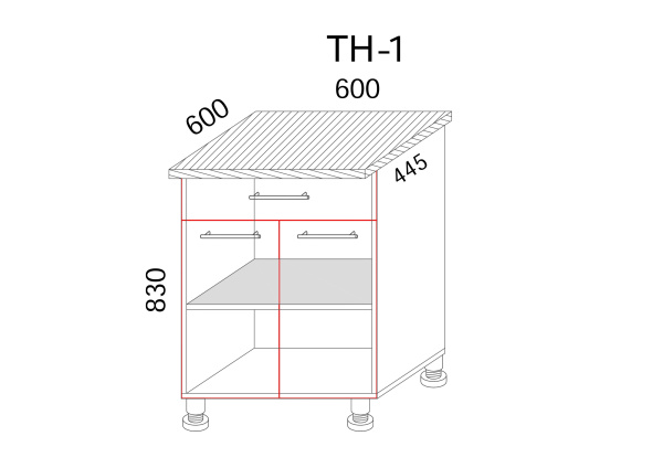 Тумба разделочная с ящиком 600x600