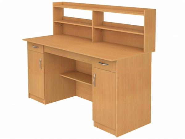 Стол препараторский лаборантский 2-тумбовый с полкой для реактивов бук бавария