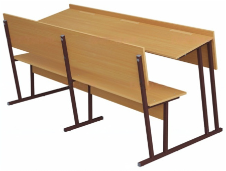 Парта-моноблок для аудиторий 3-местная со скамьей 6 г/р орех