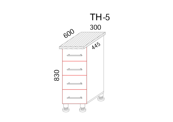 Тумба разделочная с ящиками 300*600 