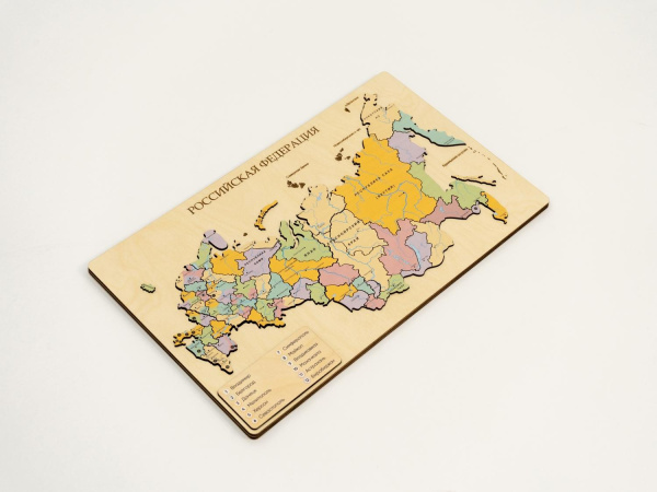 Пазл из дерева - Административная карта России "Родина Моя" 522х308х10мм