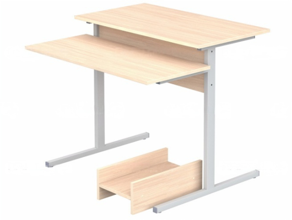 Стол для кабинета информатики компьютерный 1-местный школьный дуб молочный