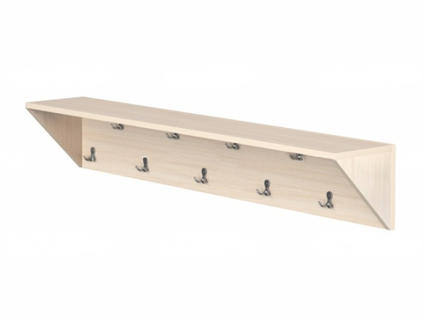 Вешалка настенная односторонняя на 10 мест дуб молочный