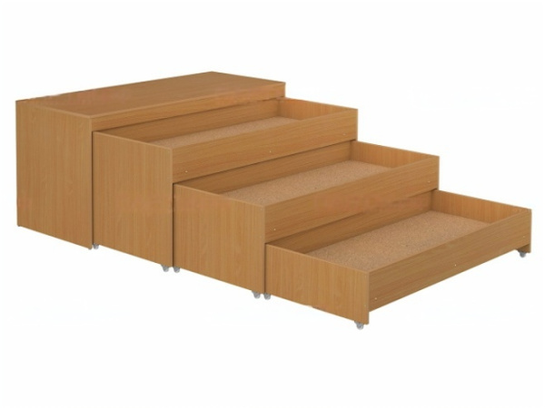 Кровать-тумба трехъярусная выкатная в коробе для детских садов бук бавария