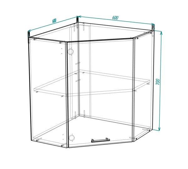 Шкаф навесной угловой МДФ глянец