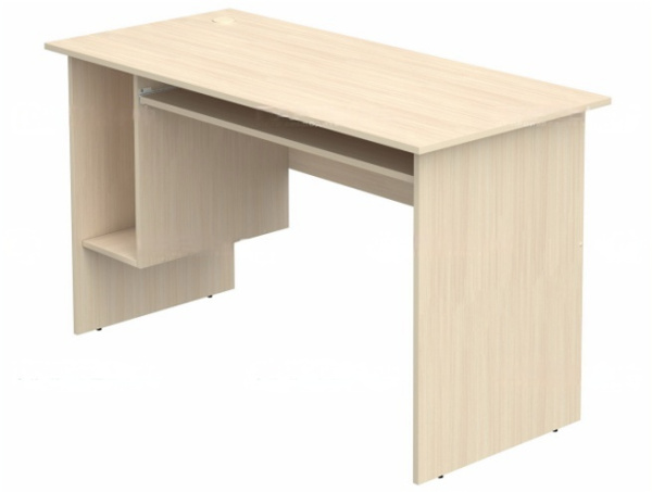 Стол для кабинета информатики компьютерный 2-местный школьный с выдвижной полкой дуб молочный