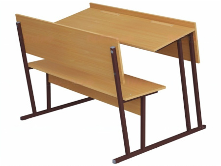 Парта-моноблок для аудиторий 2-местная со скамьей 6 г/р орех