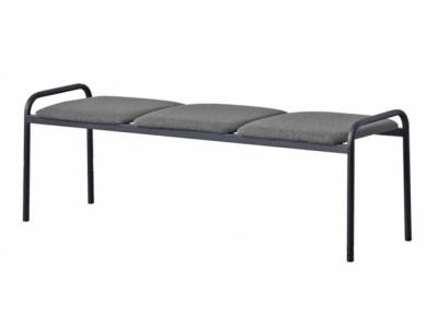 Банкетка 3-местная мягкая 1300х400х400/480 мм  (обивка - серый, м/к черный)