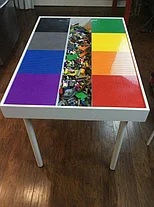 Лего стол "Радуга" с двумя выдвижными крышками 