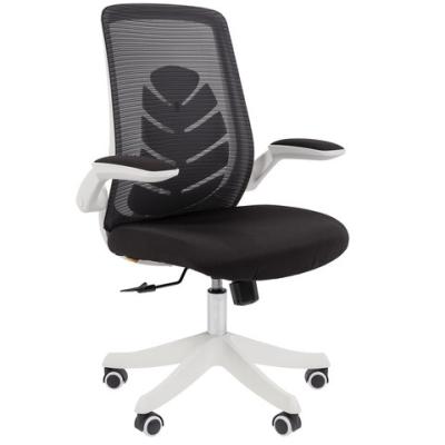 Кресло Chairman CH 565, откидные подлокотники, синхромеханизм, пластик белый, сетка/ткань, черное