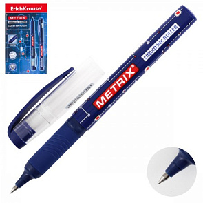 Ручка роллер "Metrix" 0,5мм. синяя, резиновый манжет, одноразовая 