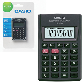 Калькулятор  8 разр. карманный 87х56 черный питание от батарейки 