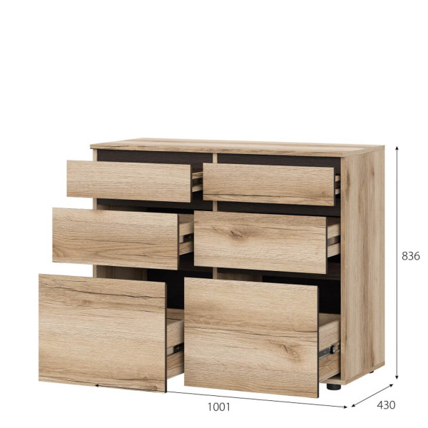 МС "Берген" Комод с ящиками (Дуб Делано/Дуб Венге)