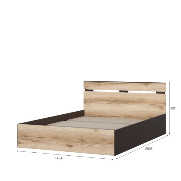 МС "Берген" (Симпл) Кровать двойная (1,4х2,0) (Дуб Венге/Дуб Делано)