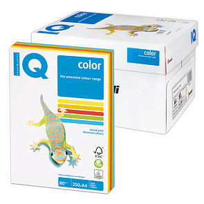 Бумага А4 250л "IQ color (АйКью)" 80 г/м2  (5цв.x50л.), цветная интенсив 