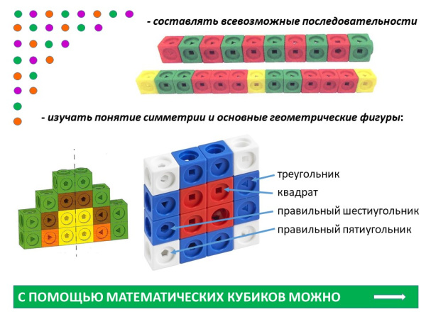 Математические кубики, 2 см (100 шт)