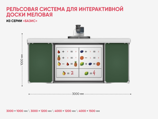 Рельсовая система для инт. доски  меловая