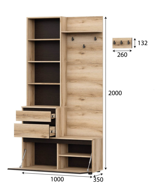 МС "Берген" Вешалка с зеркалом серия 3