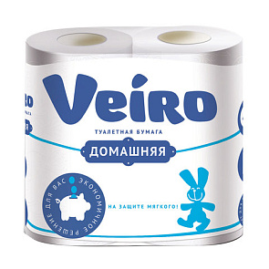 Бумага туалетная "Veiro"  "Домашняя" спайка 4 шт., 2-х слойная (4х15 м) 