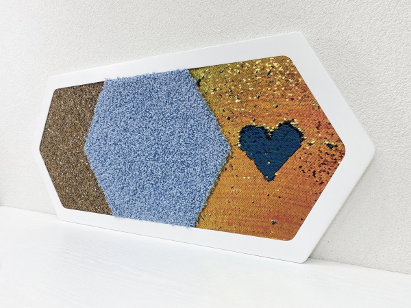 Декоративная тактильная панель 3в1 - «Пробка, Ворс, Пайетка»