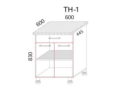 Тумба разделочная с ящиком 600x600
