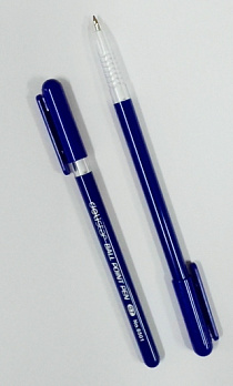 Ручка шариковая 0,7мм. синяя, корпус ассорти с прозр. наконеч. 